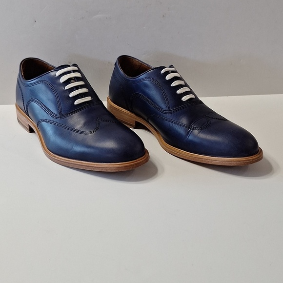 Johnston & Murphy Navy Blue Full Grain Leather Preppy Wingtip Oxfords Size 8 main image 13